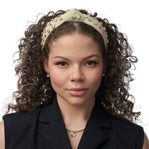 Lele Sadoughi Slim Candy Jeweled Knotted Denim Headband